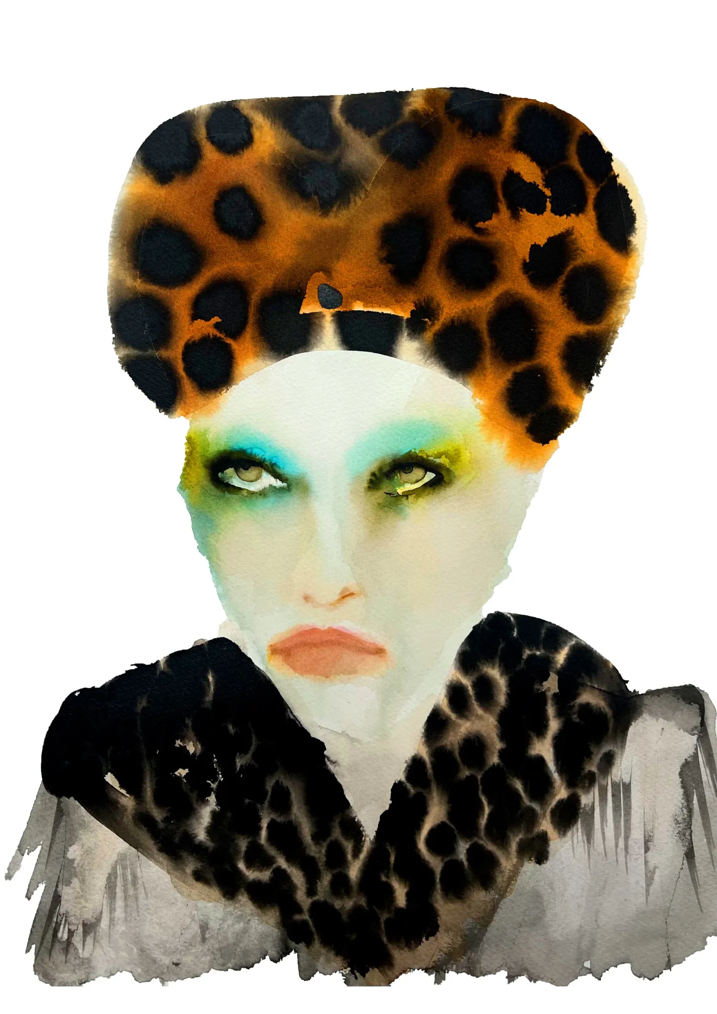 Mila — Inky Face watercolour illustration by Tracey Smith.