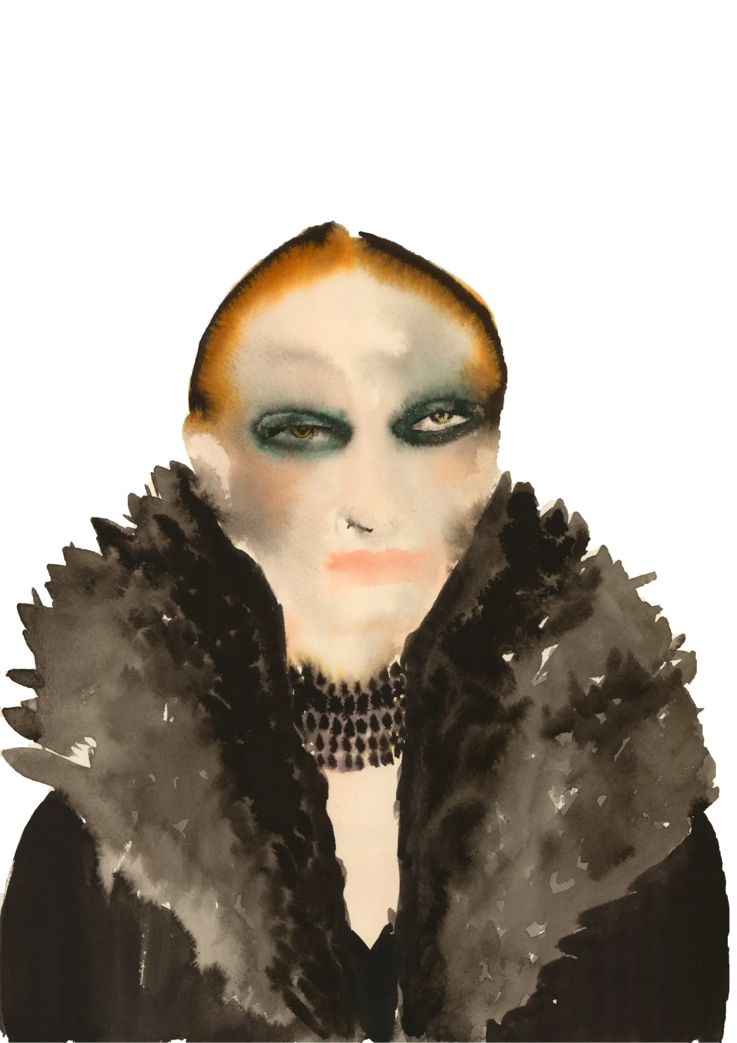 Simone — Inky Face watercolour illustration by Tracey Smith.