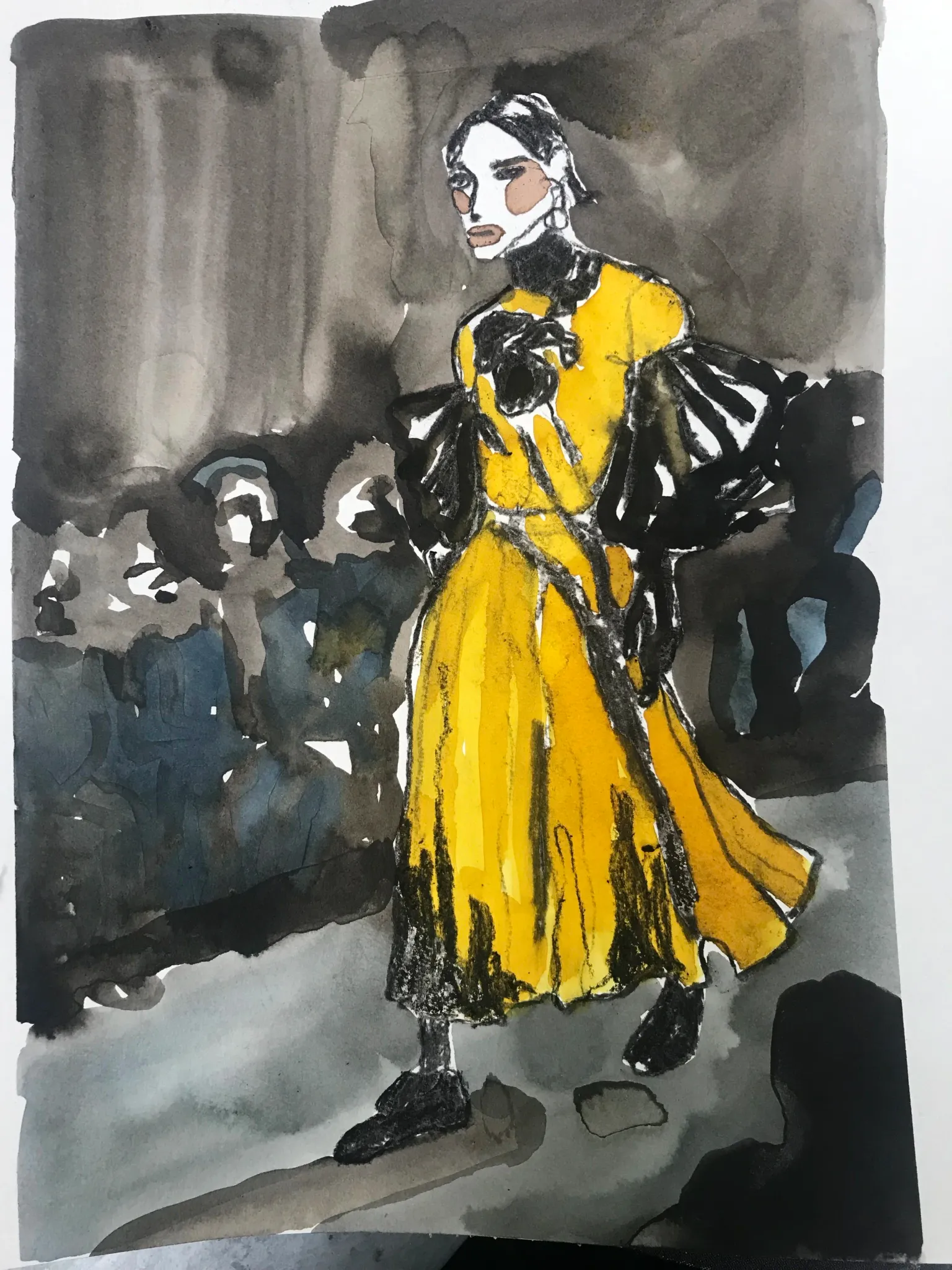 Erdem A/W23 catwalk illustration.