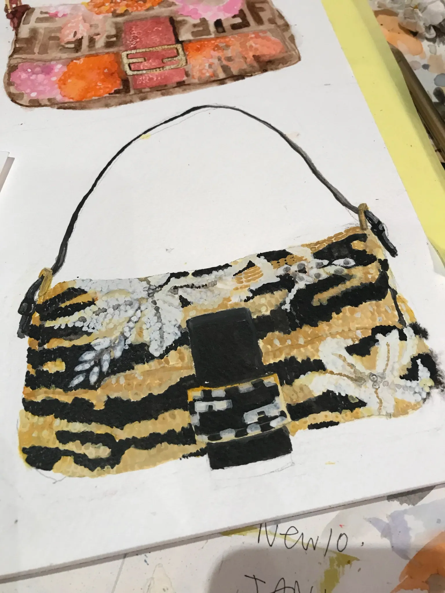 Fendi baguette bag illustration by Tracey Smith