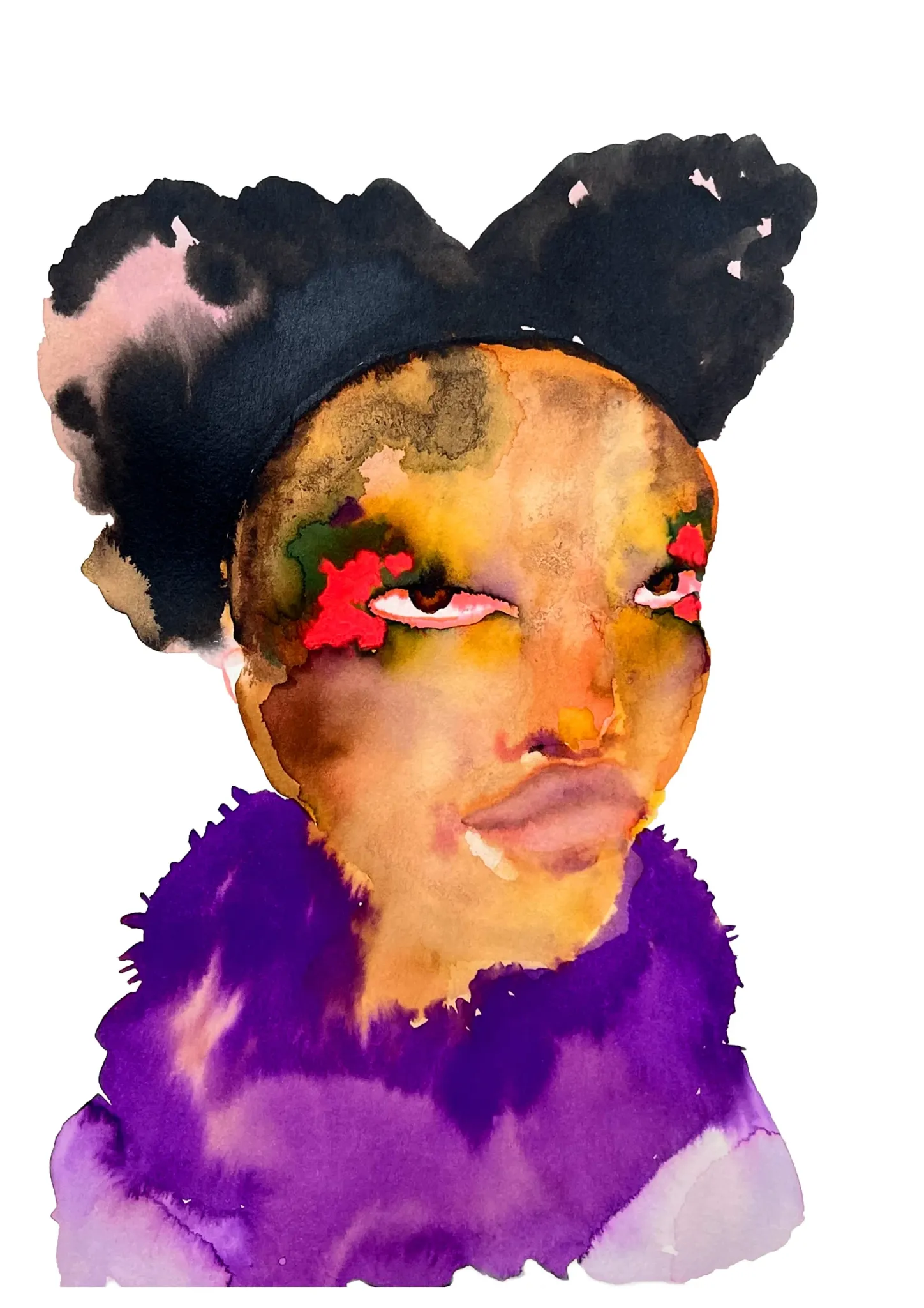 Rosa — Inky Face watercolour illustration by Tracey Smith.