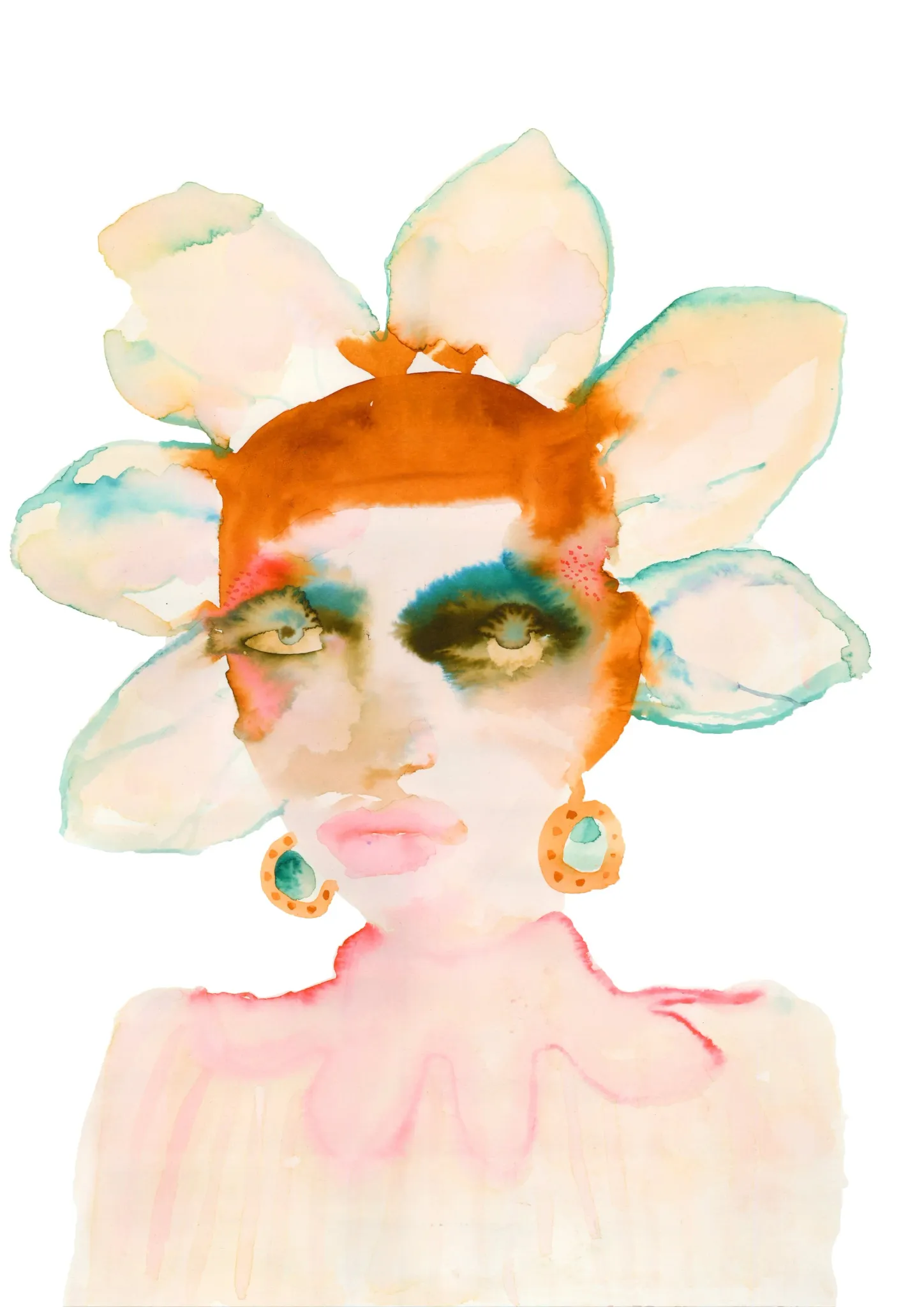 Viola — Inky Face watercolour illustration by Tracey Smith.