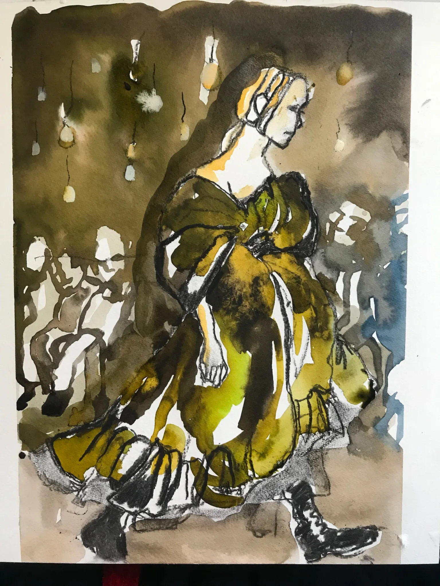 Erdem A/W 23 catwalk illustration.