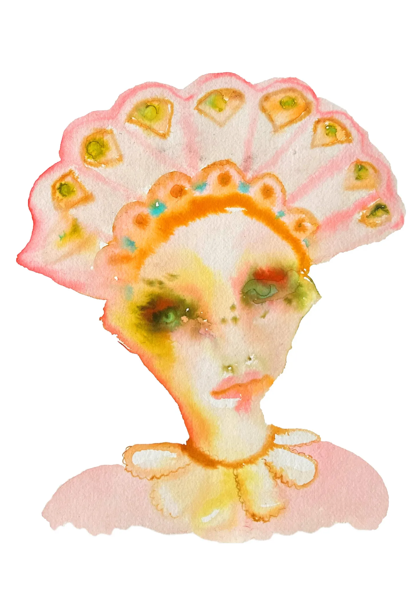 Faye — Inky Face watercolour illustration by Tracey Smith.