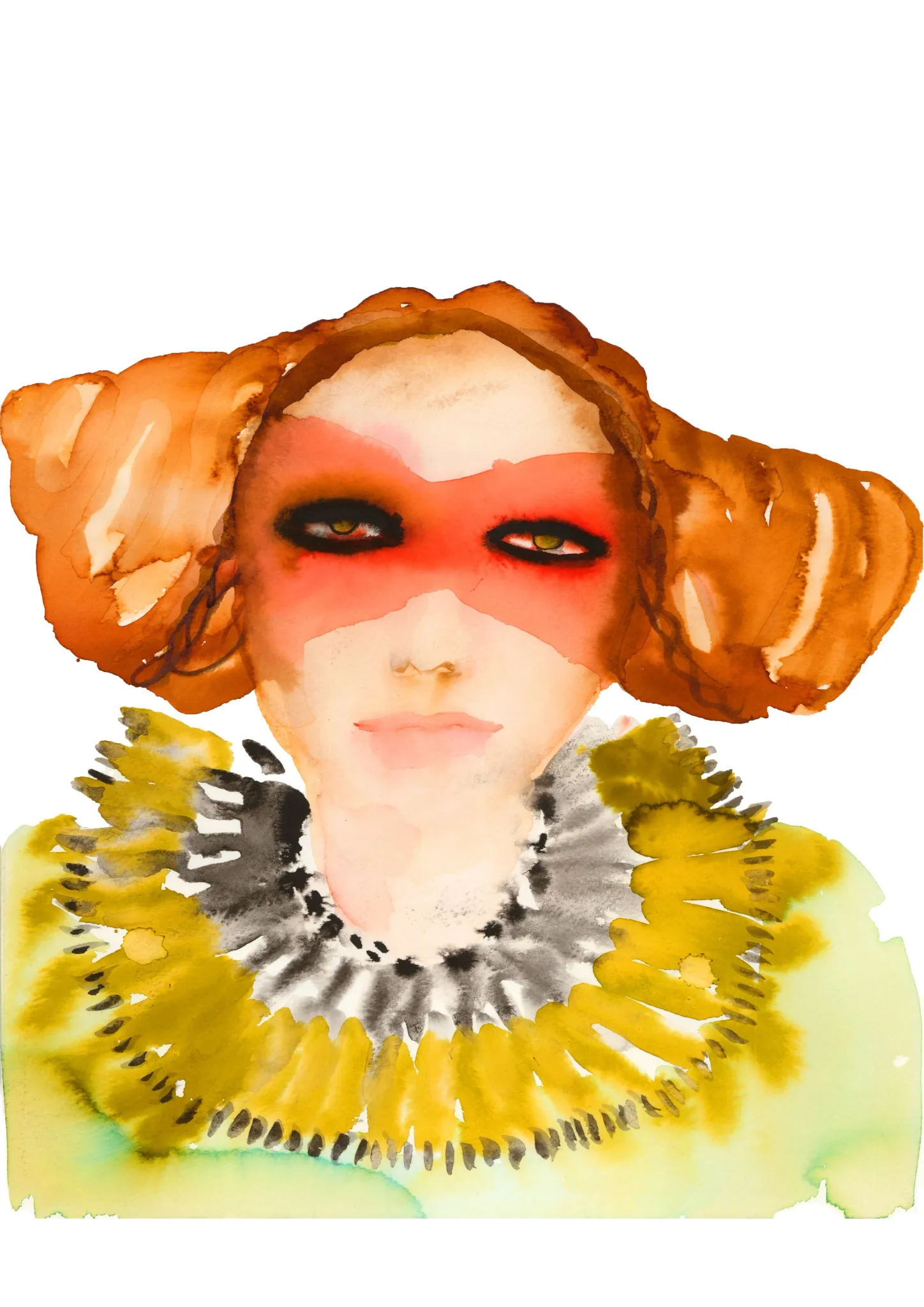 Boudicea — Inky Face watercolour illustration by Tracey Smith.