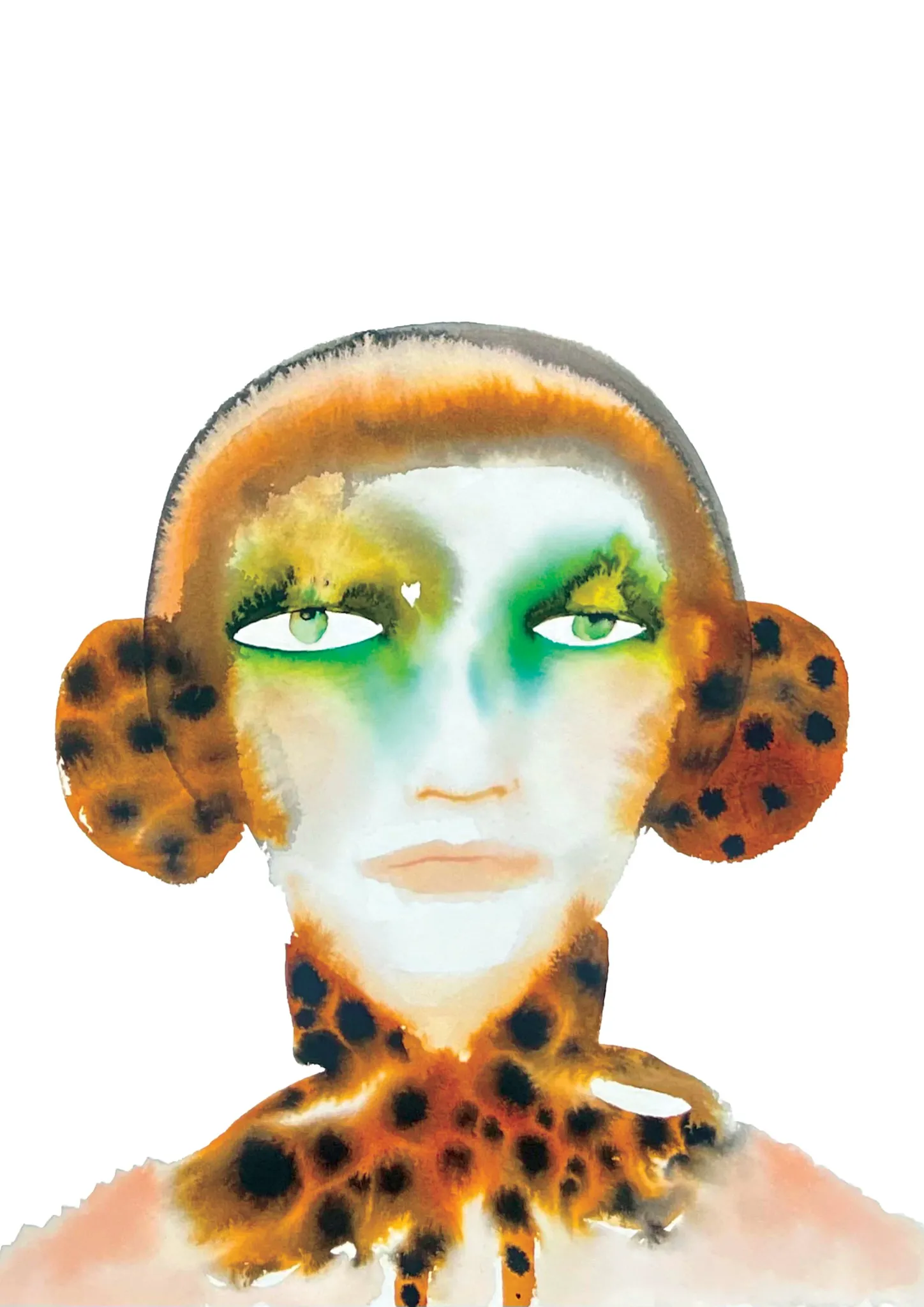 Nanushka — Inky Face watercolour illustration by Tracey Smith.