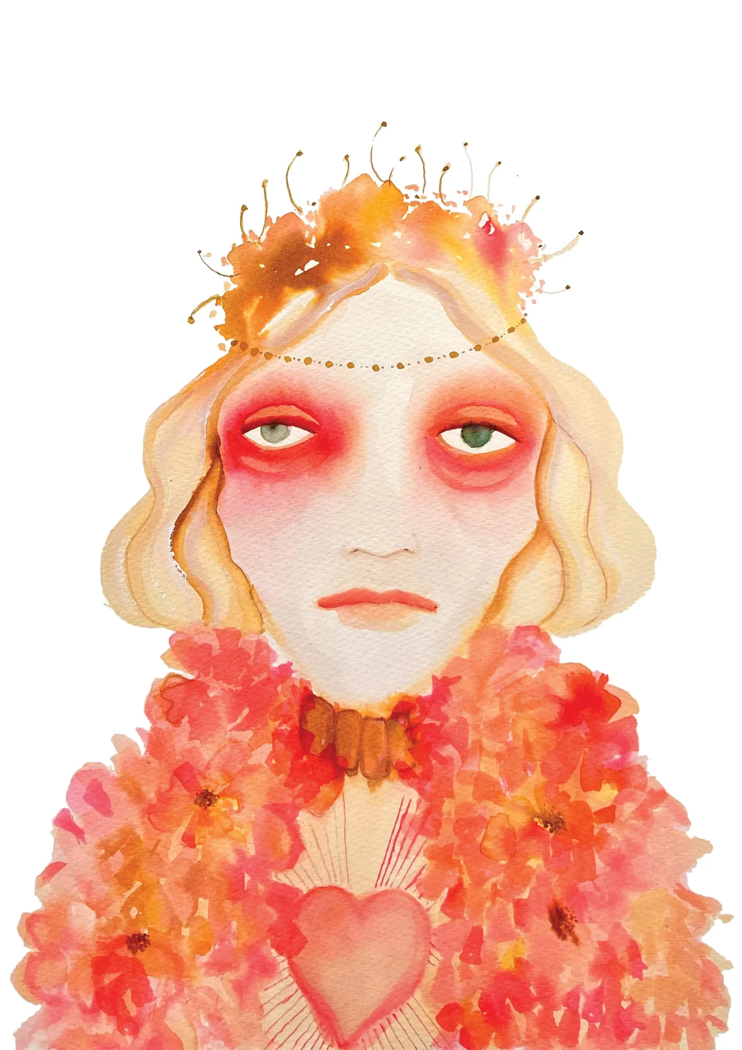 Freya — Inky Face watercolour illustration by Tracey Smith.