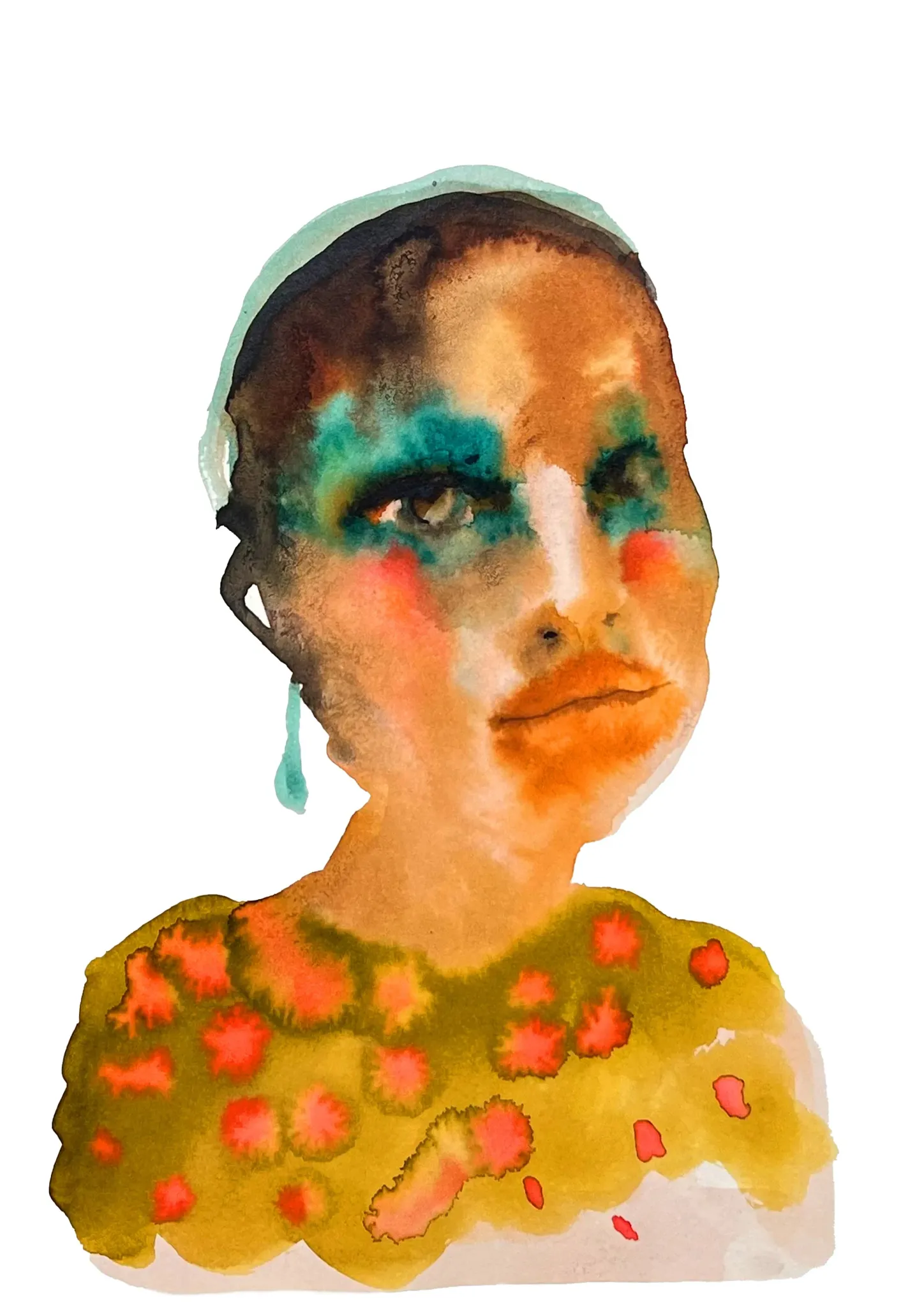 Dana — Inky Face watercolour illustration by Tracey Smith.
