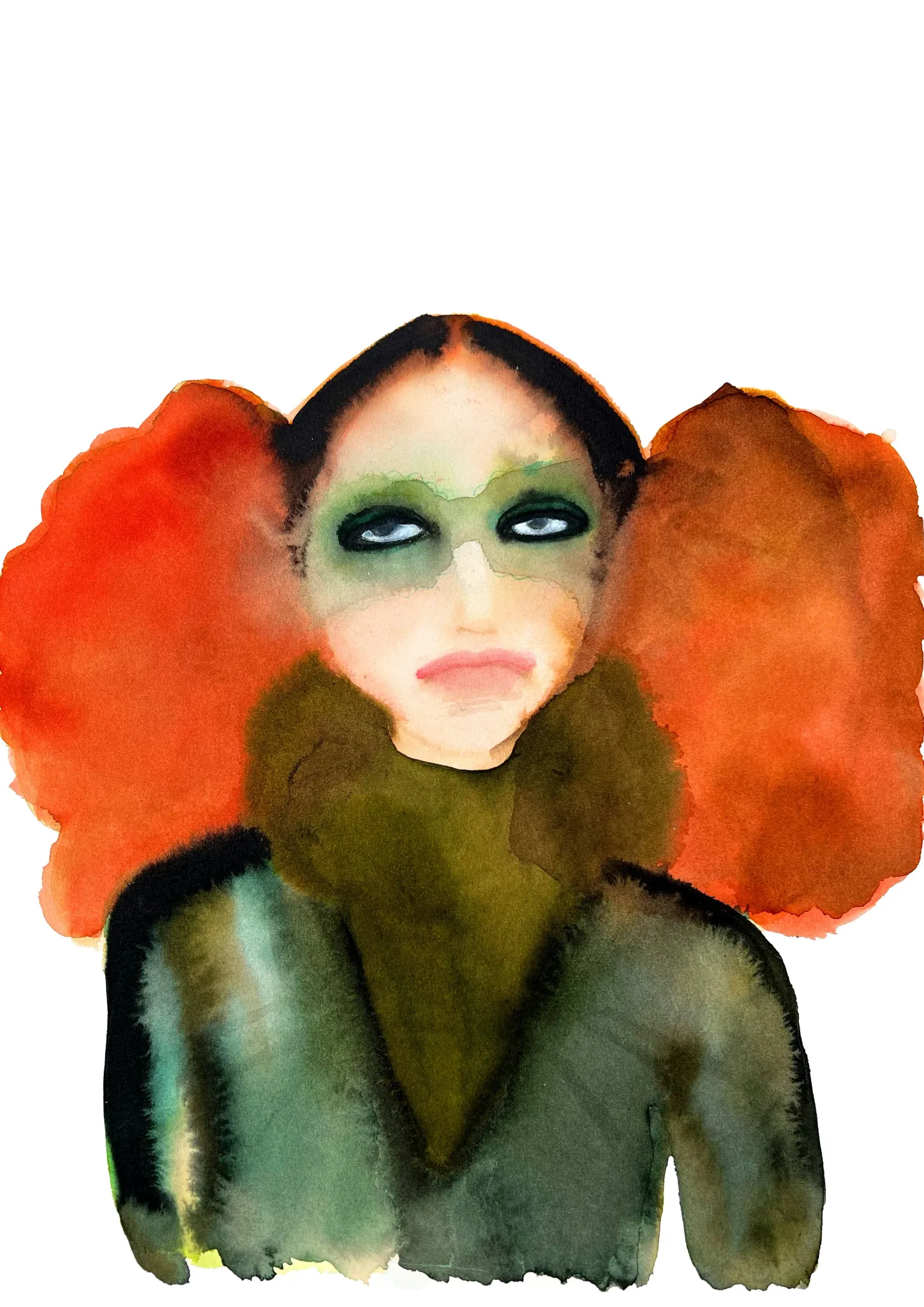 Briony — Inky Face watercolour illustration by Tracey Smith.