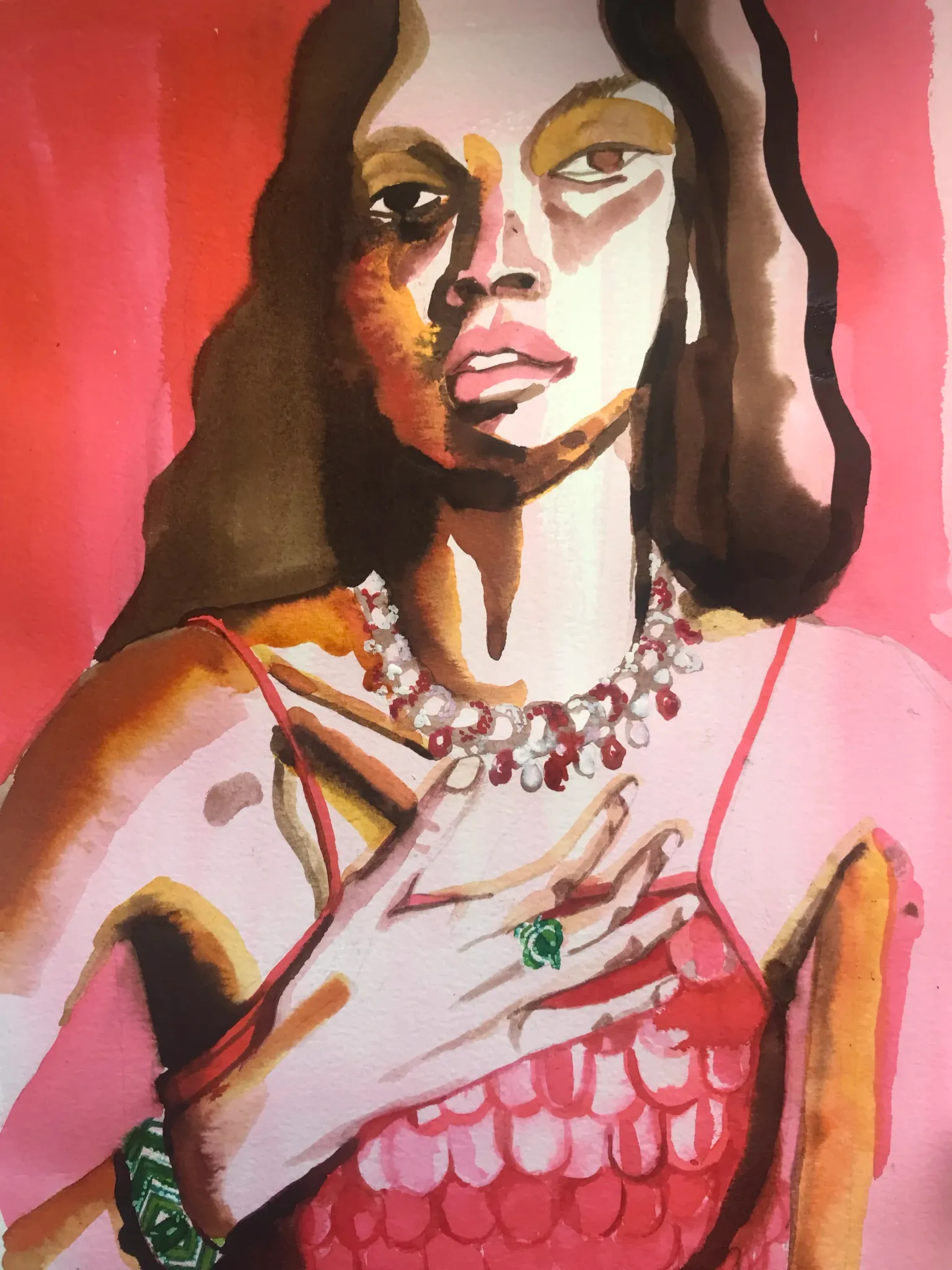 Jewellery editorial illustration by Tracey Smith.