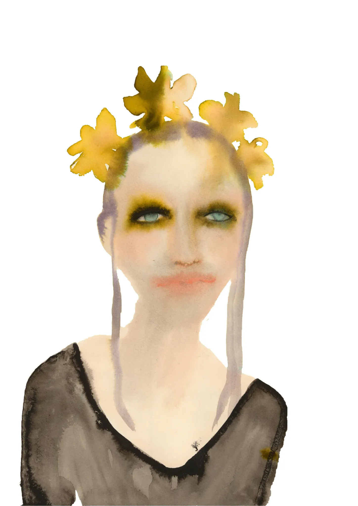 Ophelia — Inky Face watercolour illustration by Tracey Smith.