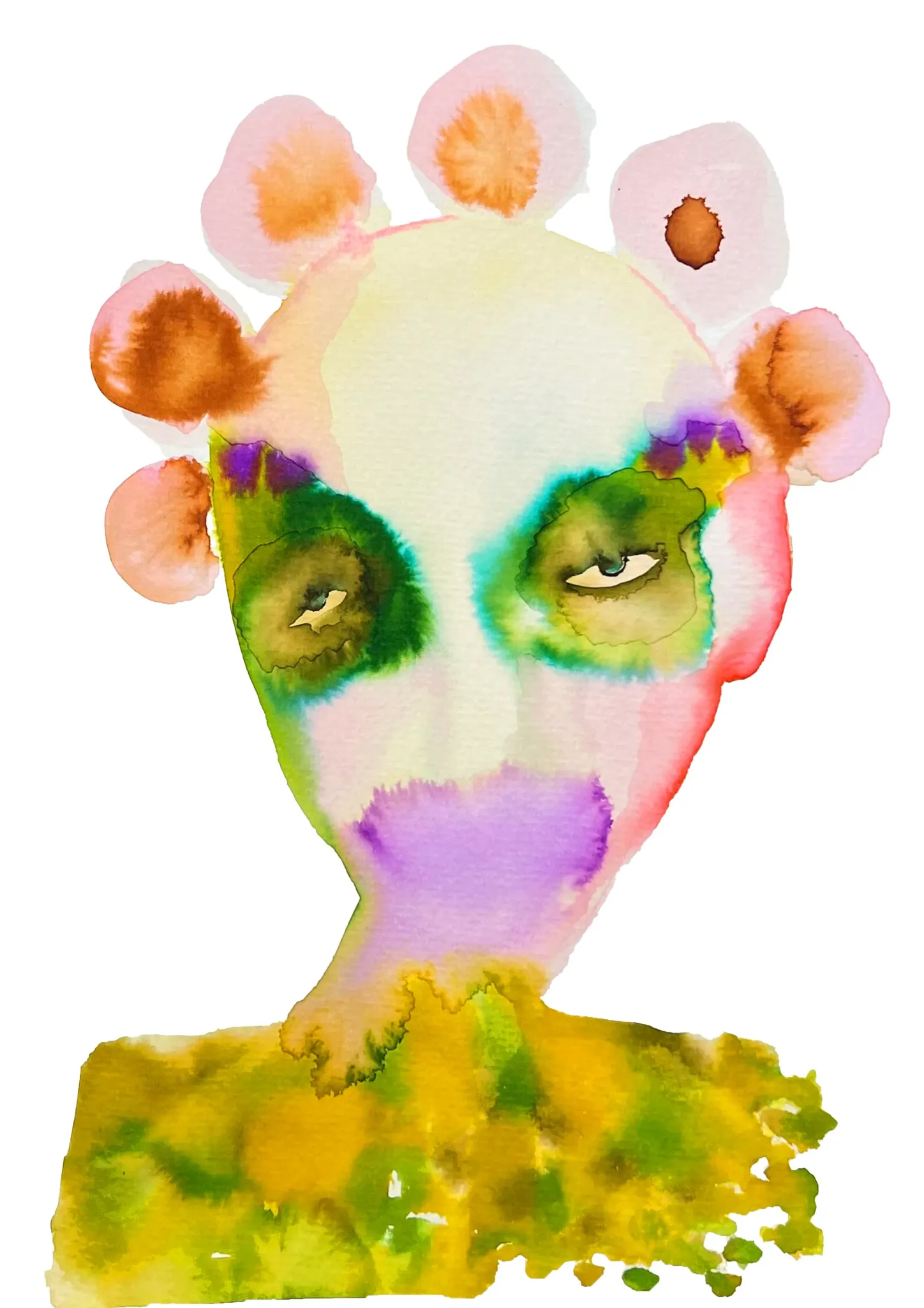 Zelda — Inky Face watercolour illustration by Tracey Smith.