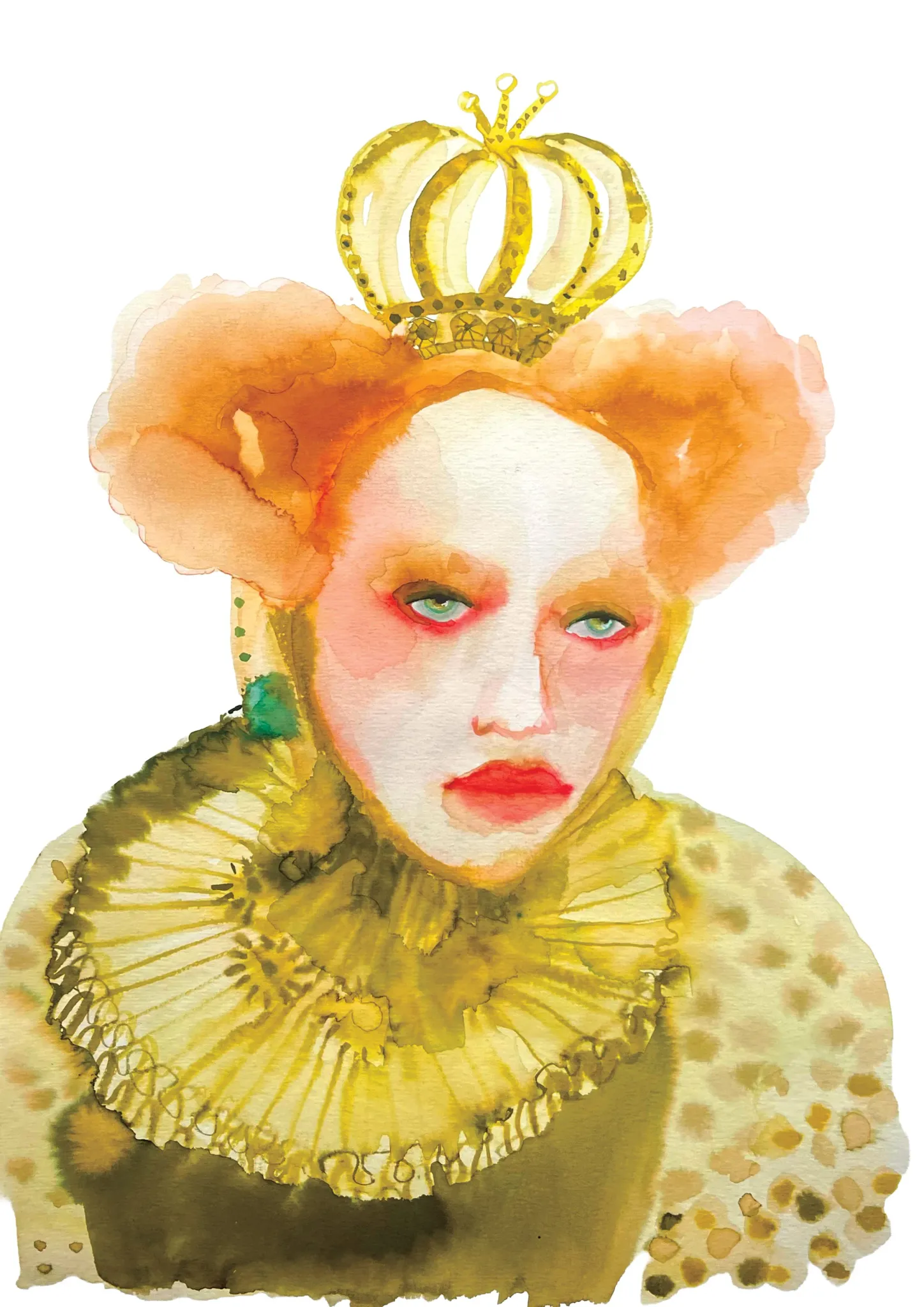 Aurelia — Inky Face watercolour illustration by Tracey Smith.