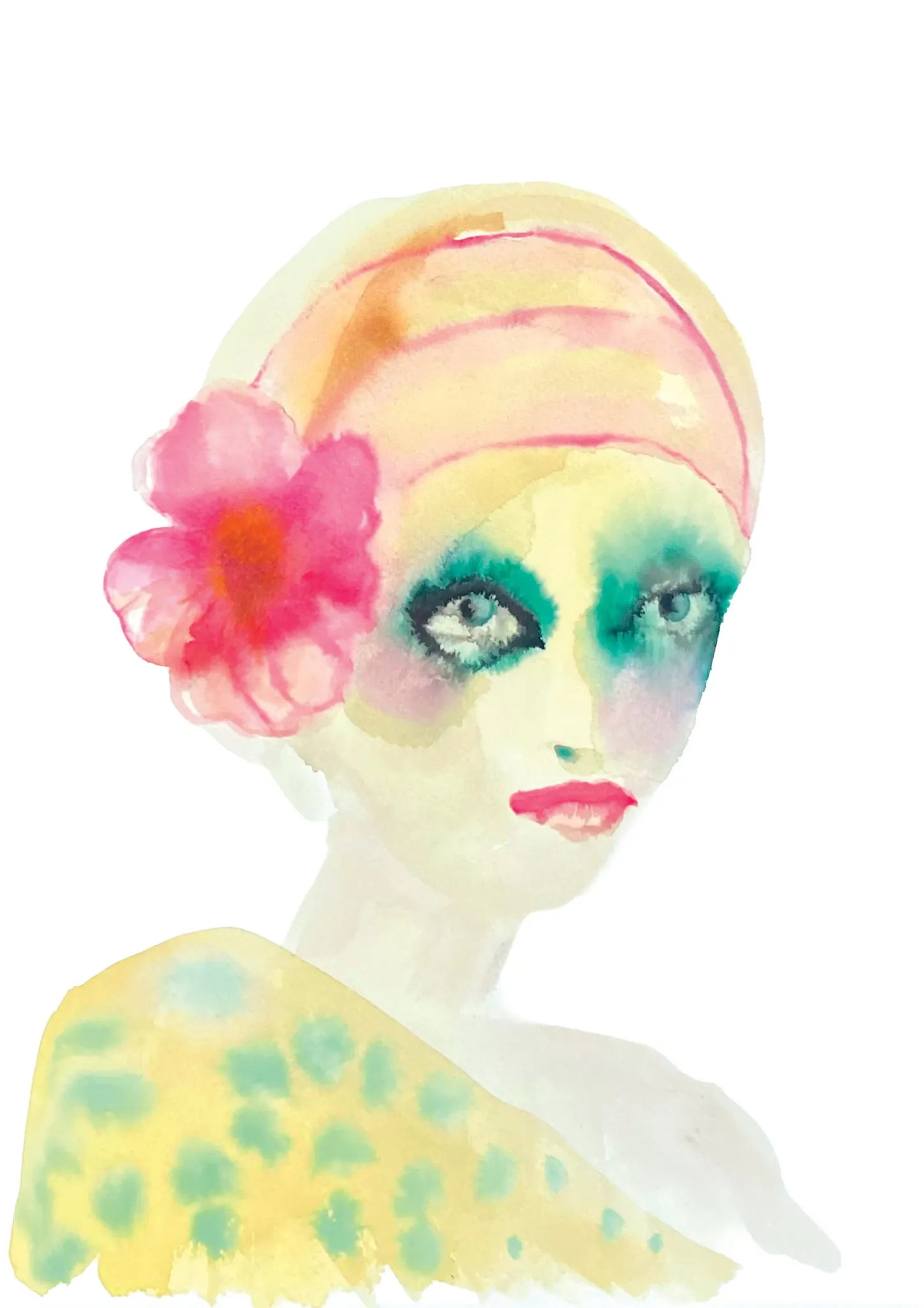 Twiggy — Inky Face watercolour illustration by Tracey Smith.