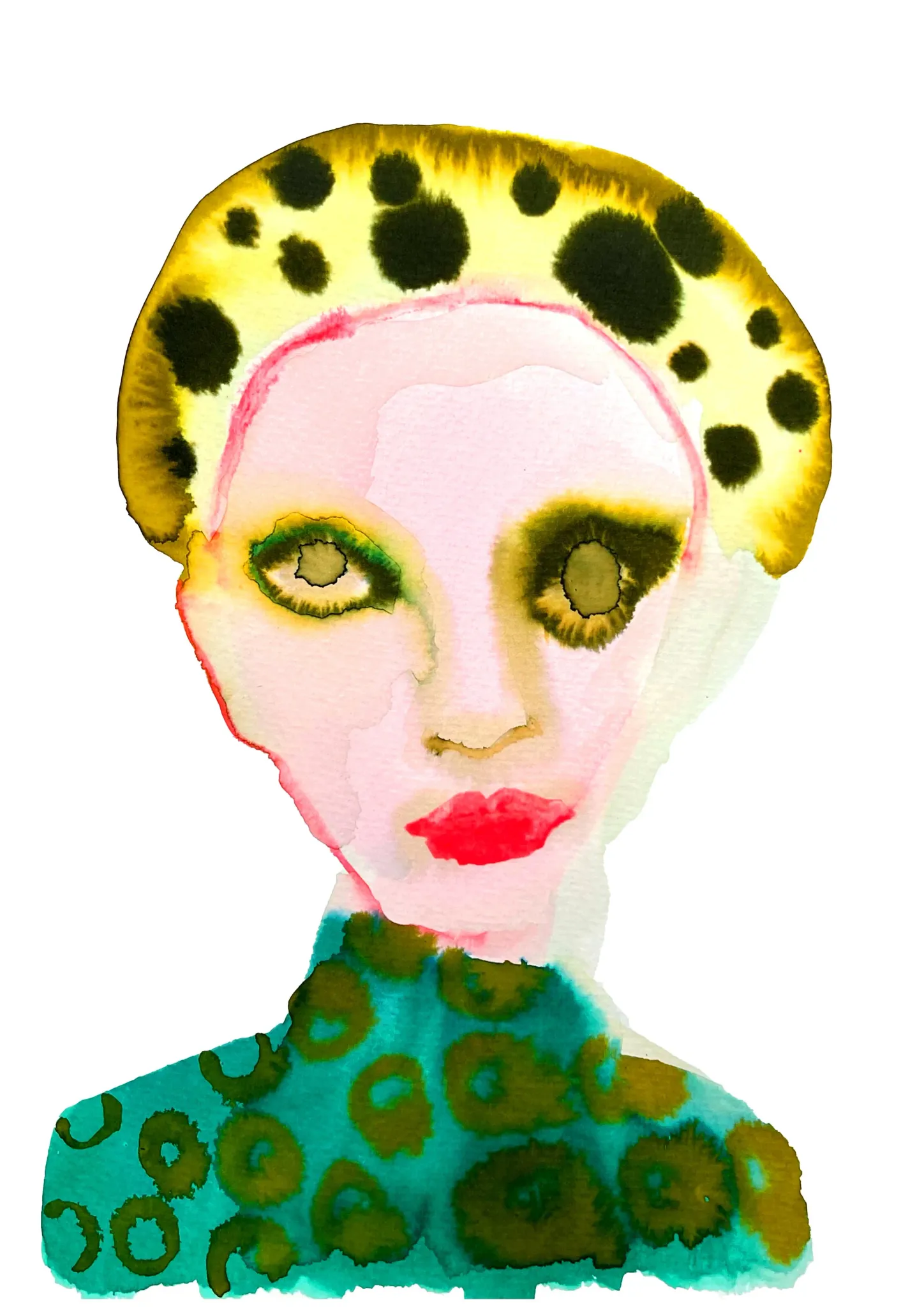 Sylvie — Inky Face watercolour illustration by Tracey Smith.