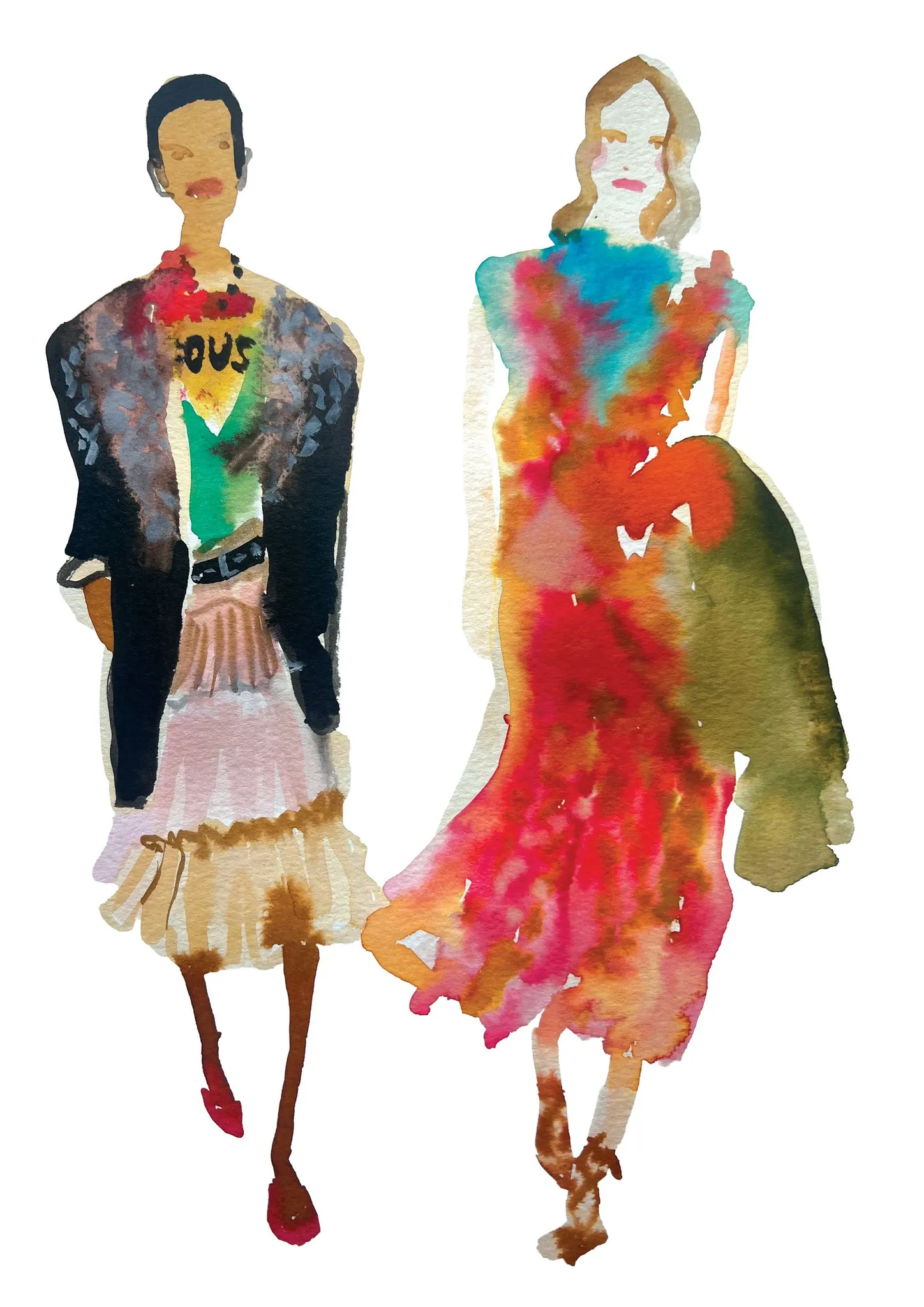 Dries SS/27 catwalk illustration card by Tracey Smith