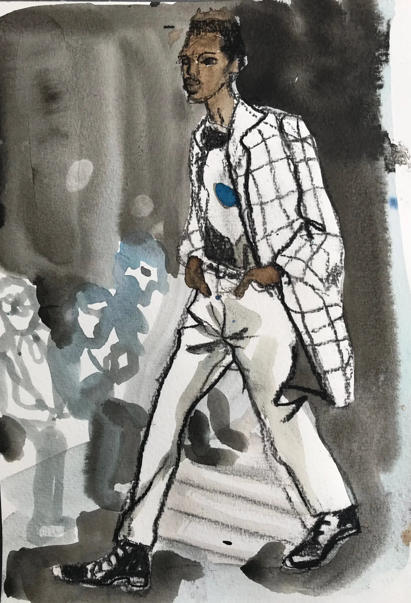 Paul Smith A/W 23 catwalk illustration.