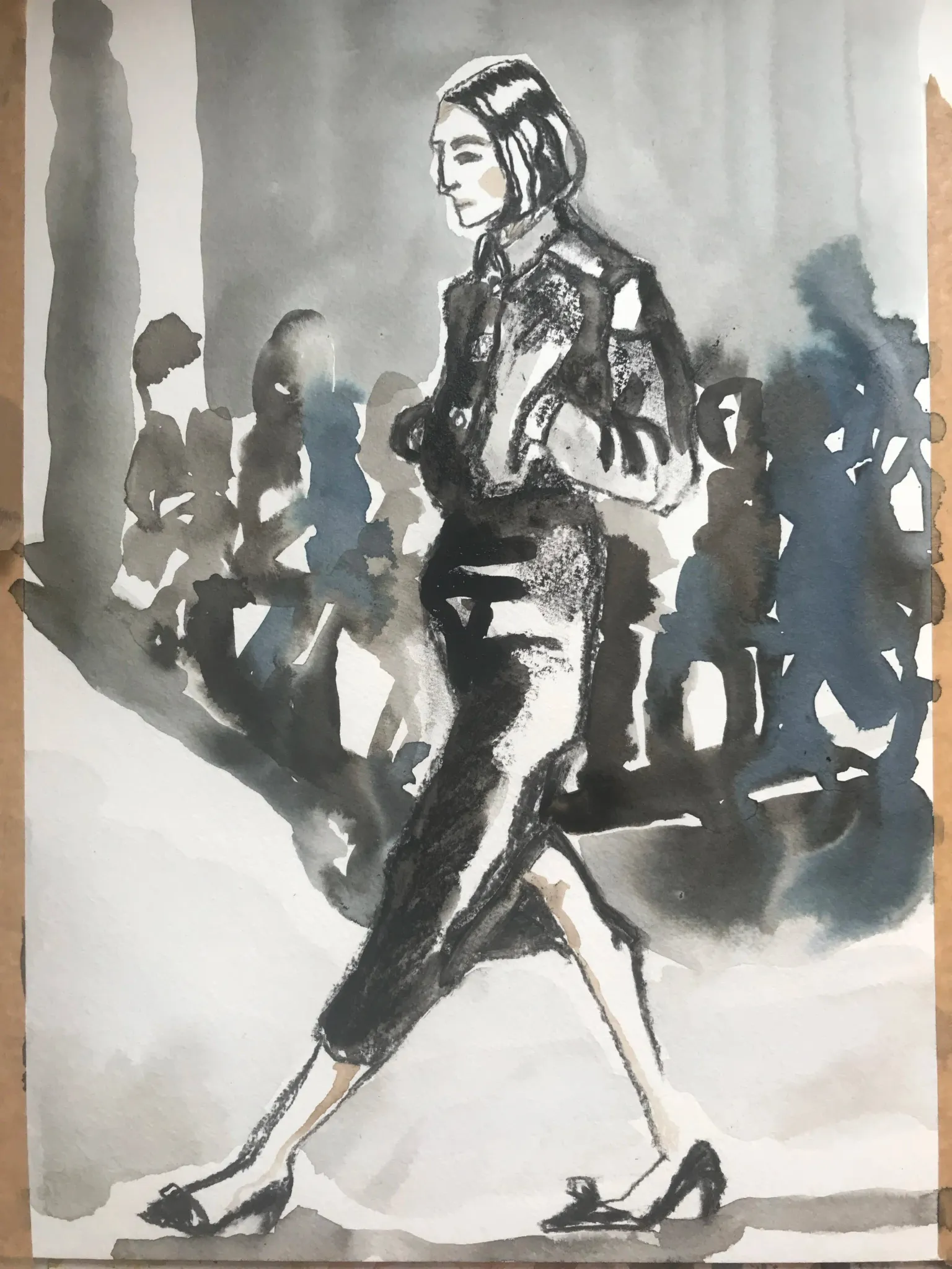 Prada A/W 23 catwalk illustration.