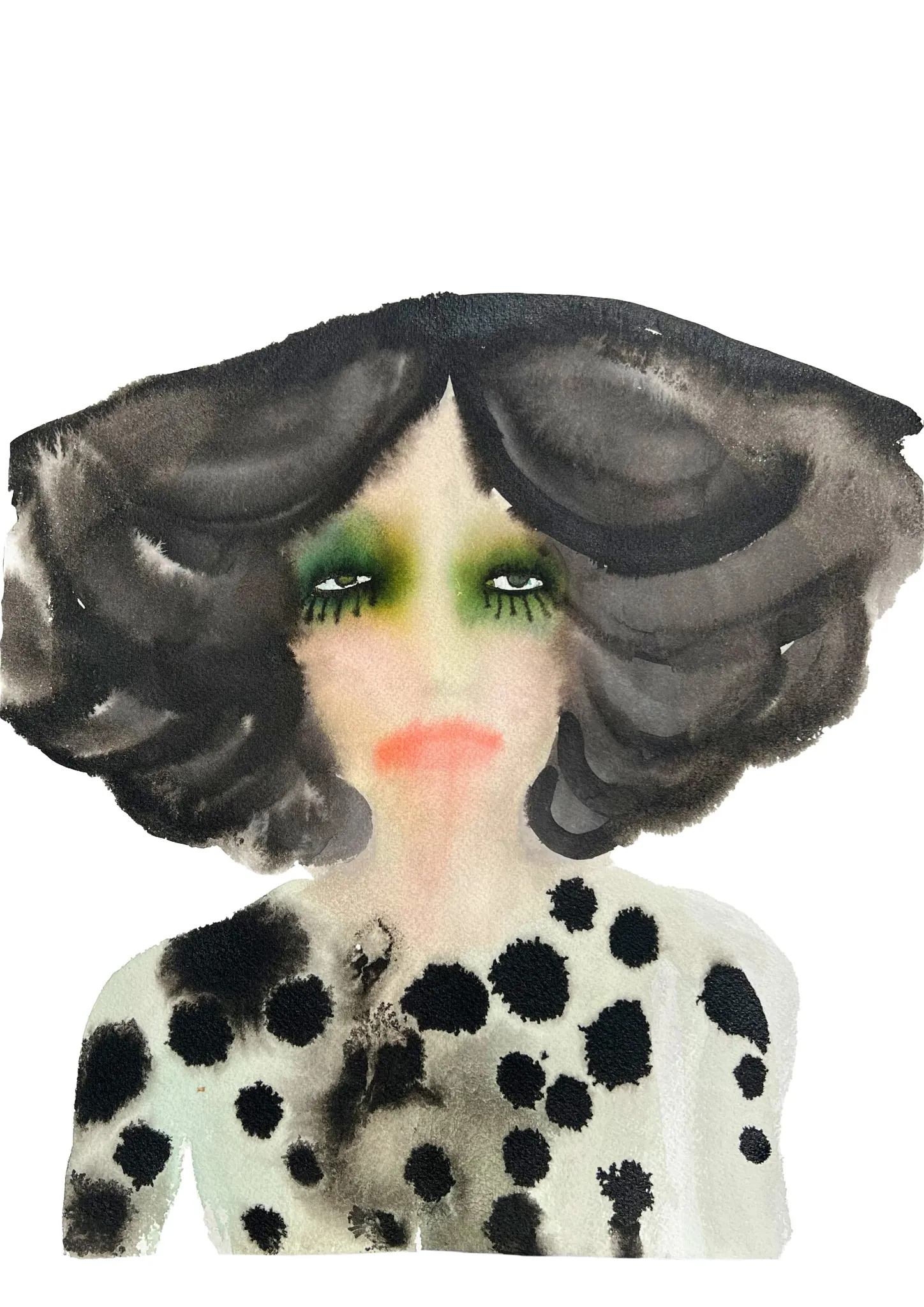 Cordelia — Inky Face watercolour illustration by Tracey Smith.