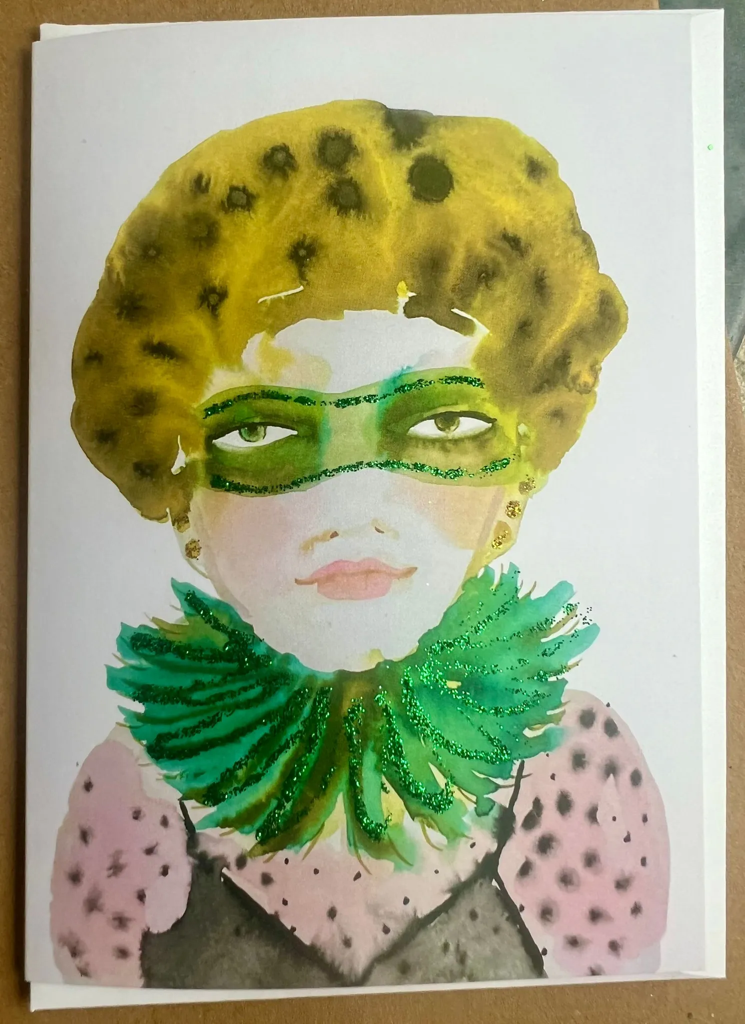Glittery Fairy Godmother A6 Christmas card illustrated by Tracey Smith