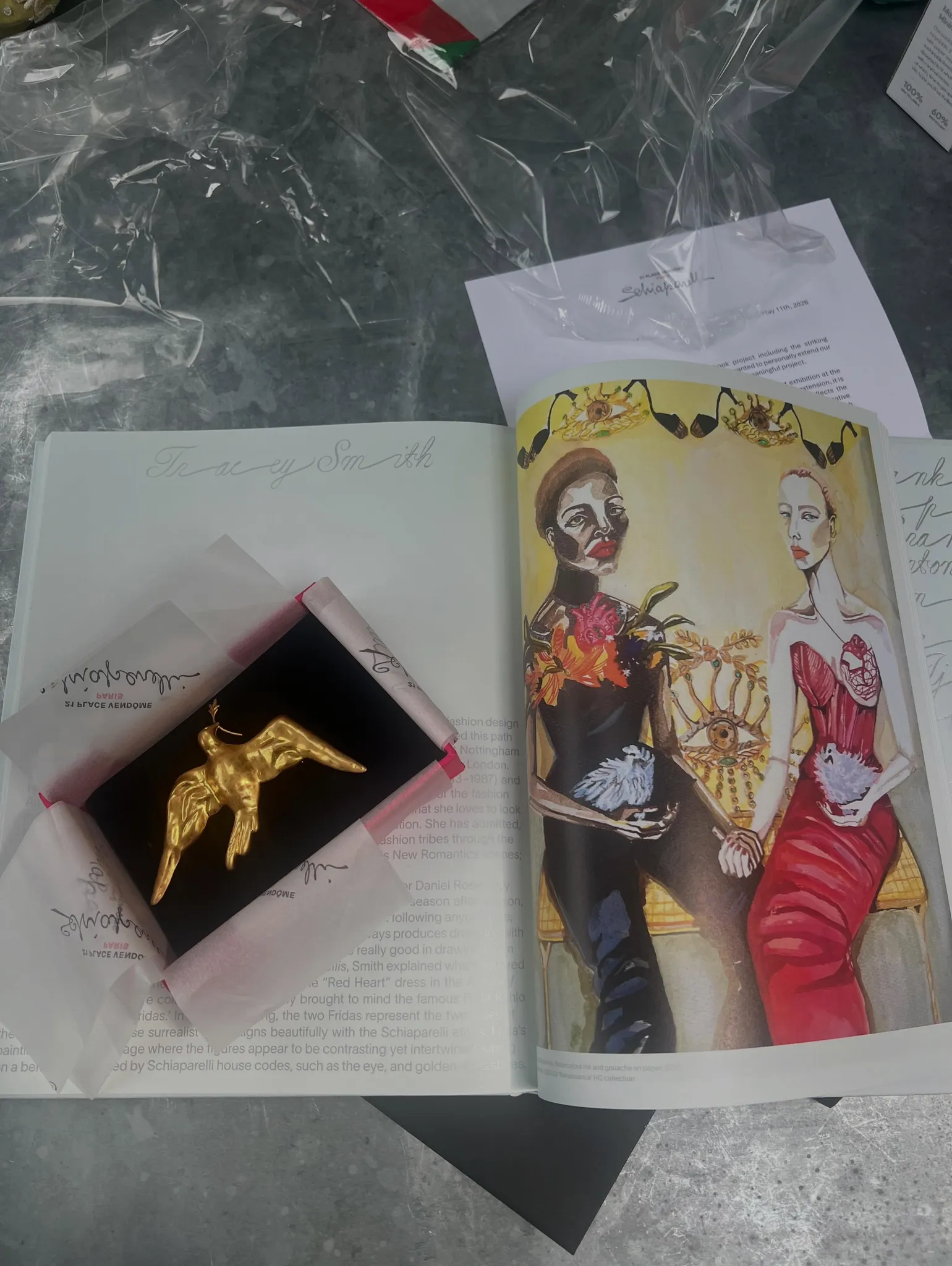 Tracey Smith's copy of the Schiaparelli: Anglomaniac book, the publication she is featured in.
