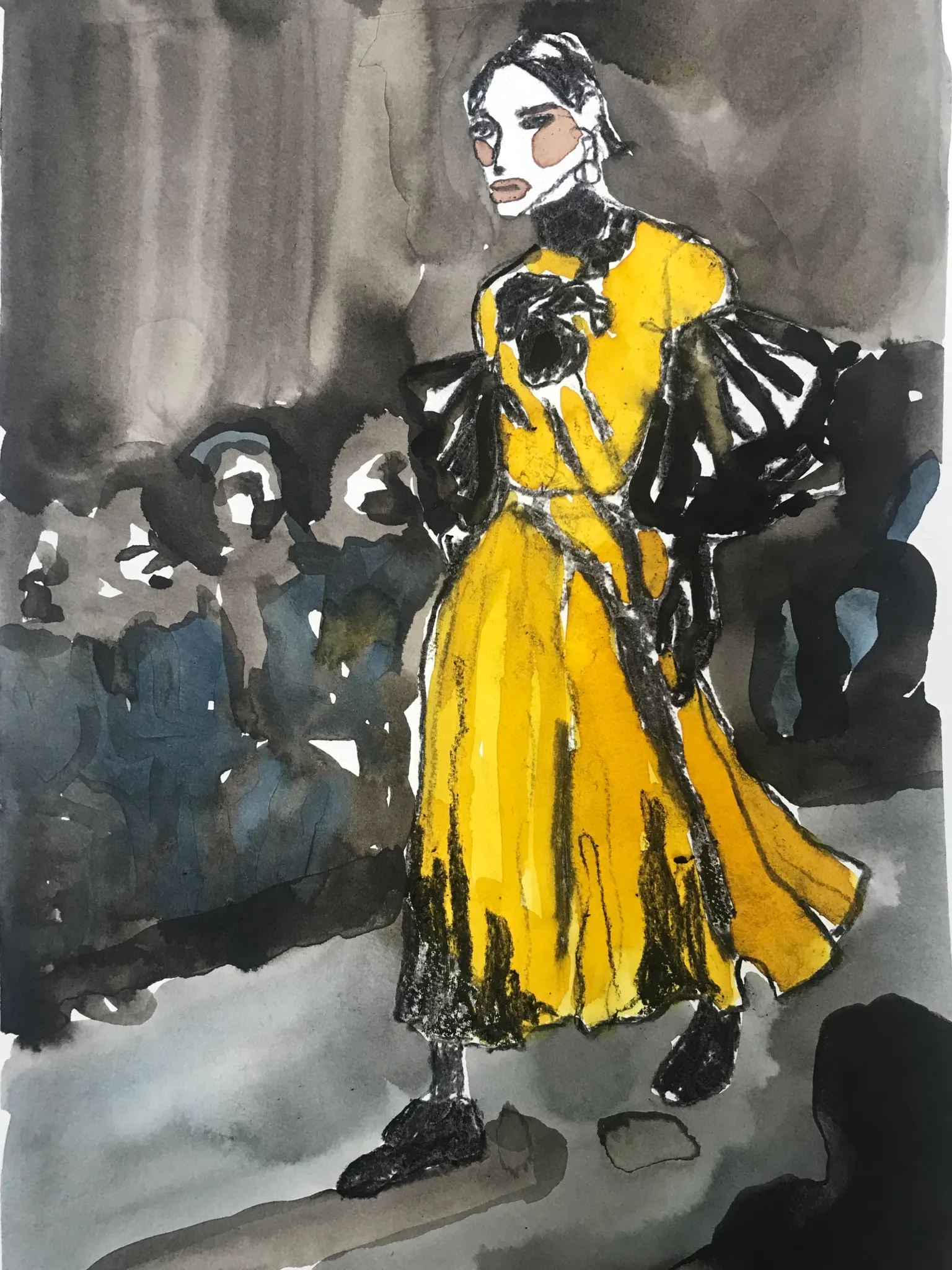 Erdem Yellow Dress — Catwalk Card by Tracey Smith
