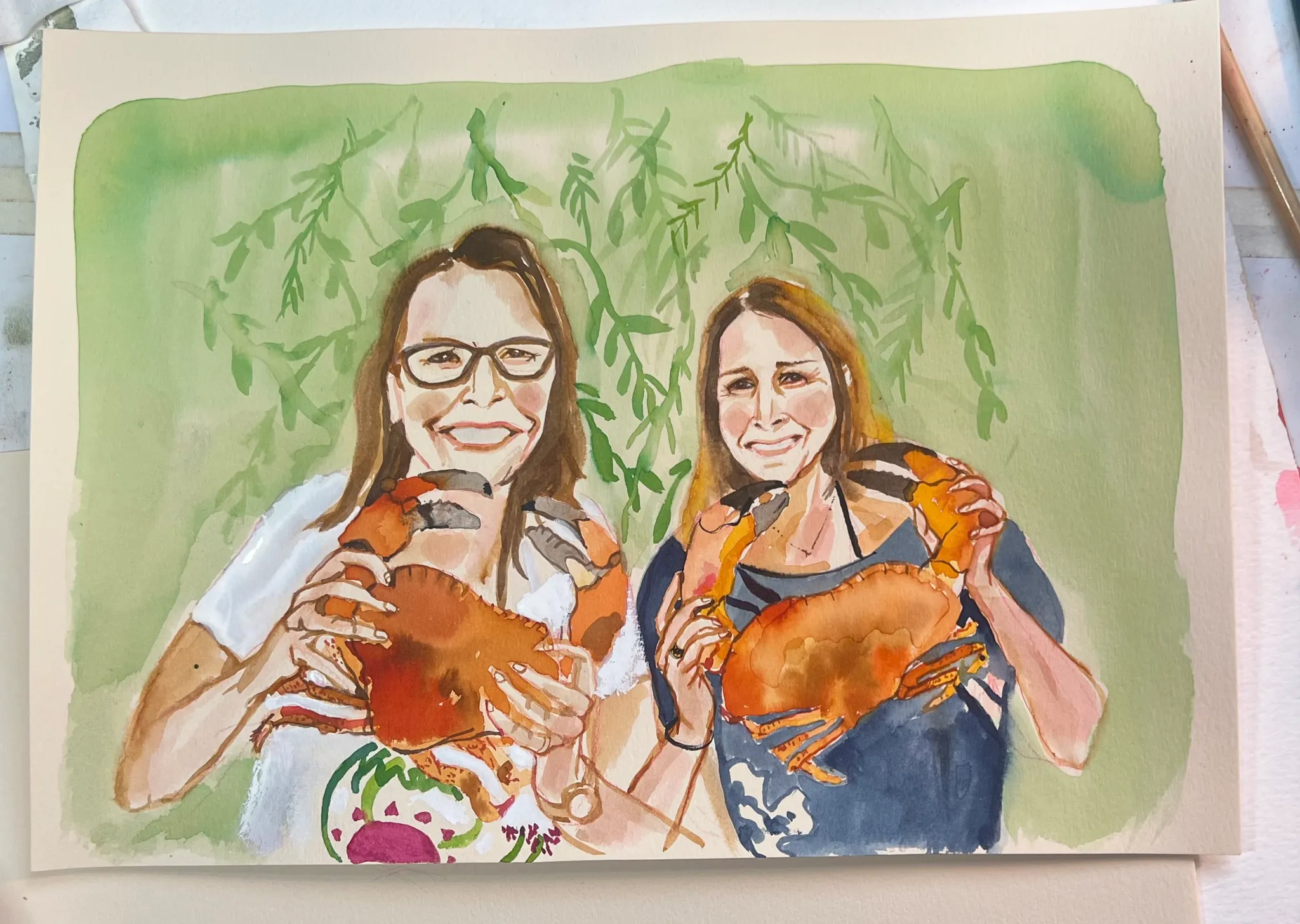 Portrait commission watercolour illustration by Tracey Smith